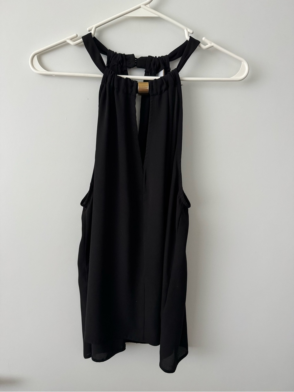 Black Halter Tank Top with Gold Accent